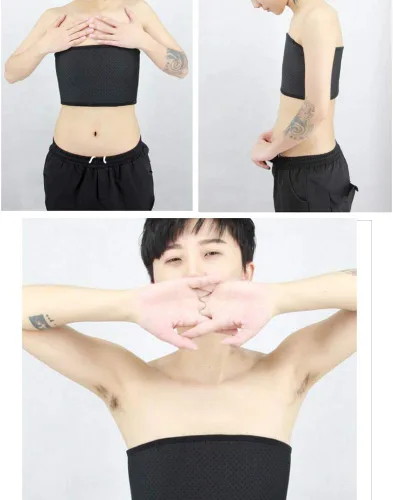Vista 2 de BaronHong Top sin tirantes de la carpeta del pecho de la banda elástica del algodón para las lesbianas trans de Tomboy