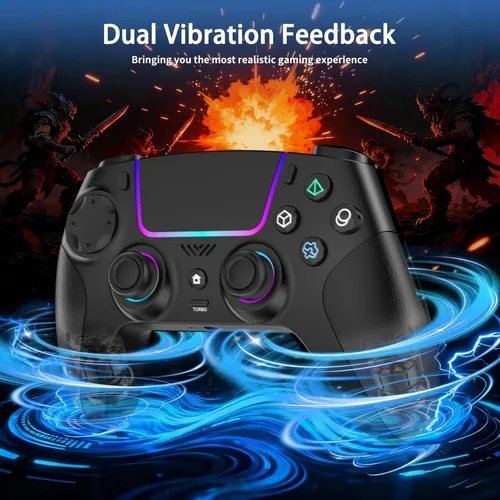 Vista 5 de VidPPluing Wireless Controller Compatible with PS5/Android/IOS/MAC/Steam Deck, Gamepad with LED Lighting/Hall Effect Trigger/Turbo/Macro/Dual