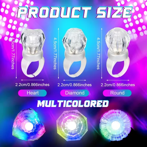 Vista 2 de Retisee Paquete de 50 Anillos con Luz LED Favores de Fiesta de Despedida de Soltera Juguete que Brilla en la Oscuridad Decoración de Fiesta