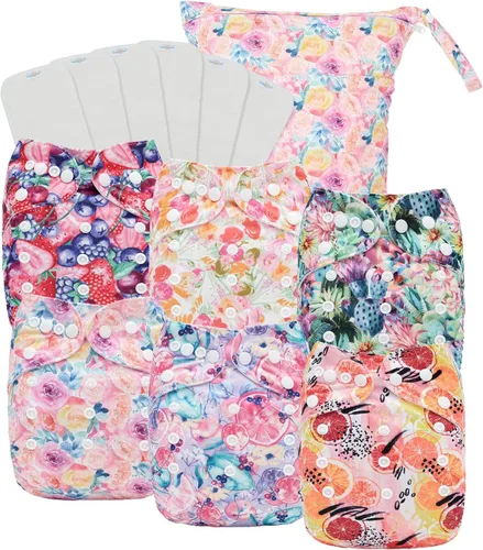 Vista 24 de babygoal Pañales de tela para recién nacidos, paquete de 13 unidades para niños prematuros de 5-12 libras, 6 unidades con 6 insertos y bolsa
