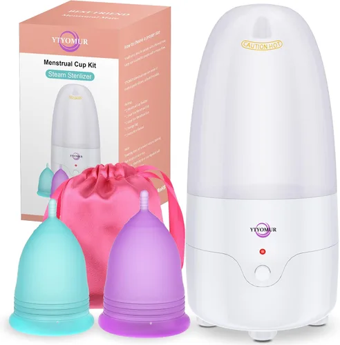 Vista 8 de YTYOMUR Tazas Menstruales con Esterilizador, 2 Tazas de Período Reutilizables para Mujeres, Alternativa al Tampón y a la Toalla, Taza Femenina