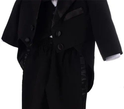 Vista 4 de Lito Angels Conjunto clásico de esmoquin con cola para bebé, traje de boda, 5 piezas, 039