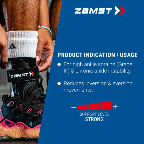 Vista 4 de Zamst A2-DX Tobillera Negra para Deportes - Soporte Deportivo Transpirable para Tobillo para Hombres y Mujeres con Estabilizadores de Protección