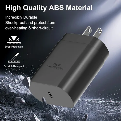 Vista 4 de Samsung USB-C - Adaptador de alimentación de carga súper rápida, bloque de carga PD de 25 W para Samsung Galaxy S26/S26 Ultra/S26+/S25