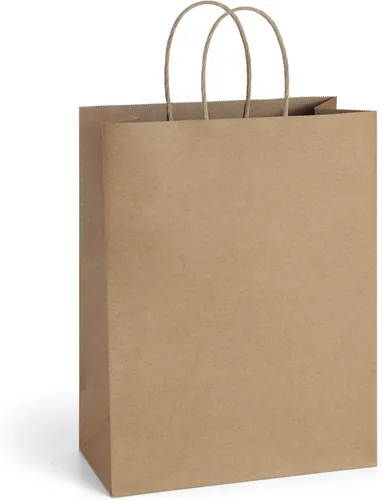 Vista 12 de BagDream Bolsas de regalo de 10 x 5 x 13 pulgadas, 25 bolsas de papel kraft con asas, para regalos, negocios, mercancía, venta al por menor, Negro