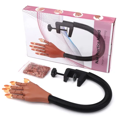 Vista 10 de LIONVISON Mano de práctica para uñas acrílicas, manos de práctica flexibles con dedos y kit de uñas, cepillo de polvo acrílico, herramientas