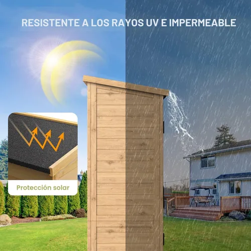 Vista 6 de Gizoon Gabinete al aire libre, techo impermeable, cobertizo de madera con Amarillo