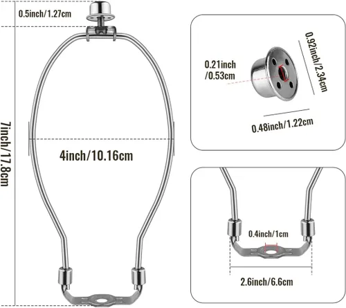 Vista 3 de 2 soportes de arpa de 7 pulgadas para lámpara desmontable, accesorios de iluminación de bricolaje resistentes para lámparas de pie y remates