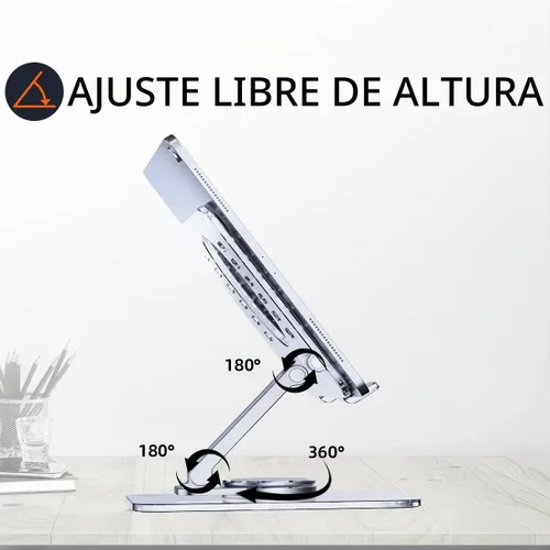 Vista 5 de Soporte acrílico giratorio de 360° para tableta, soporte de escritorio ajustable plegable transparente compatible con iPad Pro, Air, Mini, Kindle