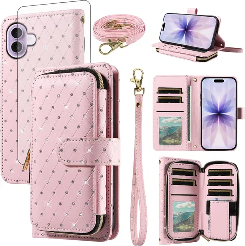 Vista 108 de Funda para teléfono iPhone 6 6S con cremallera y protector de pantalla con protector de pantalla, correa de cordón cruzado, ranura para iPhone 6 Six