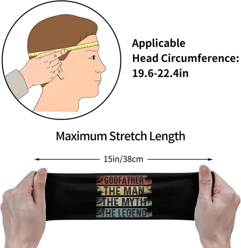 Vista 7 de Godfather The Man The Myth The Legend- Headband for Men Women Sports Sweatband for Fitness Exercise Moisture Wicking Running Yoga Hairbands