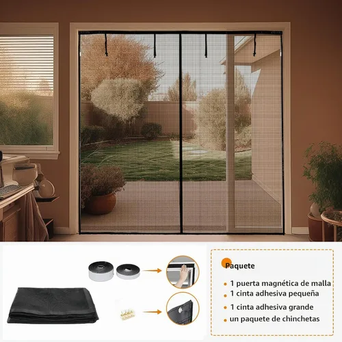 Vista 4 de LOOBANI Puerta mosquitera de garaje de 8 x 7 pies: resistente cierre magnético para puerta de garaje 1 coche, pantalla de red retráctil enrollable