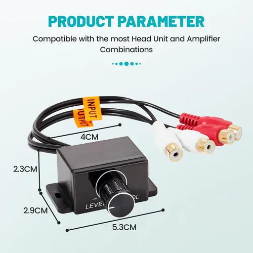 Vista 3 de NuIth Amplificador universal para automóvil, controlador de nivel RCA, perilla de control de graves de audio para automóvil, cable de control