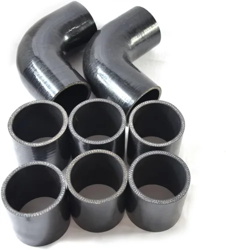 Vista 2 de 2.5 "8 unids Universal Aluminio Tubo 600MM Aluminio Pulido Turbo Intercooler Pipe+8 Codo Manguera+16 Abrazaderas Kit