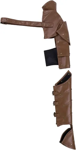 Vista 4 de iEFiEL 2 piezas steampunk armaduras de hombro remaches de metal PU cuero retro brazalete armadura armadura Shrug Knight Cosplay traje