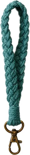 Vista 10 de Llavero de macramé bohemio hecho a mano con borla para mujer, llavero con llavero A_café