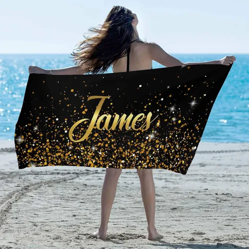 Vista 21 de Artsadd Toalla de playa personalizada con nombre, toallas de playa personalizadas con puntos azules y flores, toallas de playa con nombre