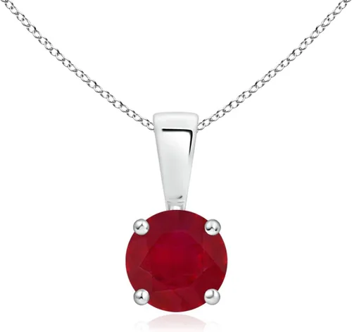 Vista 9 de Angara Round Ruby Solitaire Necklace in Sterling Silver A-Good