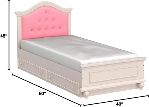 Vista 3 de Benjara Benzara Cherub - Cama de tamaño individual con nido, rosa y blanco, rosa y blanco