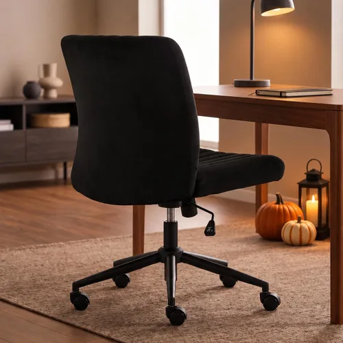 Vista 11 de NYPOT Armless and Ajustable Criss Cross Desk Chair with Wheels Negro