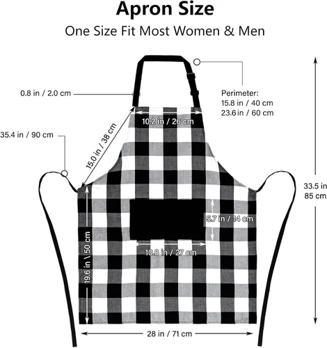 Vista 5 de Jubatus Delantales Buffalo Check, negro y blanco Check