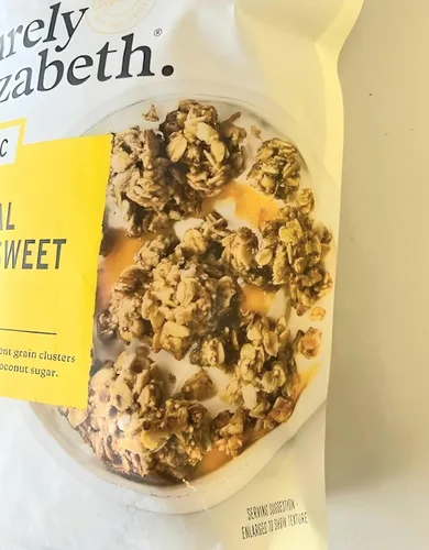 Vista 3 de Purely Elizabeth Organic Original Salty Sweet Recipe No. 01 Granola, paquete total de 48 onzas con imán de nevera Stone Cove, sin gluten, vegano