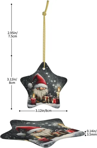 Vista 3 de Adornos colgantes de cerámica para árbol de Navidad, decoración colgante en forma de estrella para suministros de fiesta en interiores y exteriores