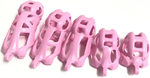 Vista 5 de Dispositivo de castidad masculina de resina 2.0, dispositivo de castidad masculina con 4 anillos para el pene, jaula de castidad ligera para hombre