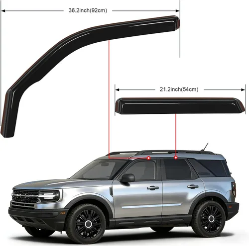 Vista 5 de Nilight - Deflectores de lluvia en canal para Ford Bronco Sport 2021 2022 2023 2024, deflectores de ventana originales, viseras de ventilación