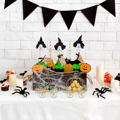 Vista 7 de 6 cajas de caramelos de calabaza de Halloween, cajas de dulces para fiesta de Halloween, suministros de centro de mesa de boda