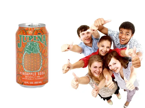 Vista 3 de Paquete de 12 unidades de Jupina, la bebida favorita de Cuba, una de las refrescos de crema de piña más dulces, burbujeantes y refrescantes que