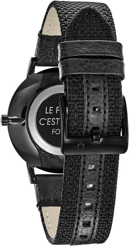 Vista 3 de Bulova Reloj de cuarzo con correa de cuero Nile Rodgers "We Are Family" para hombre de edición especial Estilo 98A222, Negro -, 98A 222