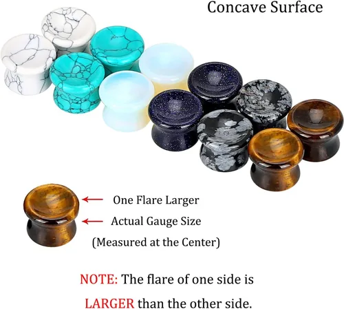 Vista 23 de Qmcandy - Juego de 6 pares / 16 pares de dilatadores para las orejas, de piedra mixta, expansores, conjunto de perforación corporal calibre 8G a 3/4