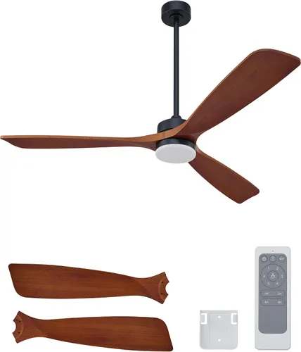 Vista 12 de VONLUCE Ventilador de techo de madera con luces de 52 pulgadas, gris