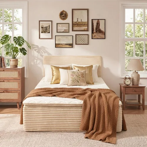 Vista 13 de Base de cama individual sin hueso con colchón, colchón de espuma viscoelástica de 16 pulgadas con plataforma tapizada de tela de felpa, no requiere