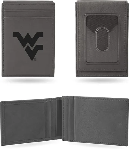 Vista 45 de Rico Industries NCAA - Cartera de bolsillo frontal grabada con láser gris, compacta, cómoda, delgada