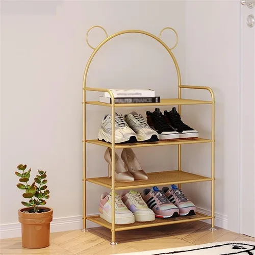 Vista 2 de Shelves Adjustable Shoe Organizer Multi-layer Shoe Rack, Sturdy Metal Mesh Shoe Rack, Free Standing Shoe Storage Shelves, Cute Bear Shape Shoes