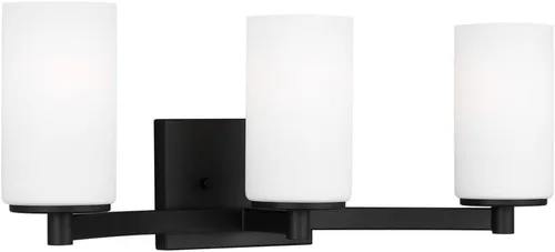 Vista 4 de Generation Lighting - Lámpara de pared Hettinger de 3 luces, color negro medianoche 4439103-112, Título 24, lámpara de pared para decoración