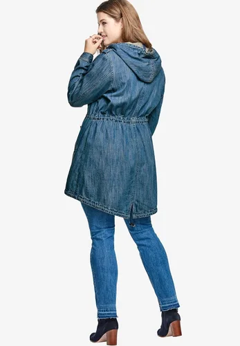 Vista 3 de Ellos Chaqueta vaquera Anorak con capucha de talla grande para mujer