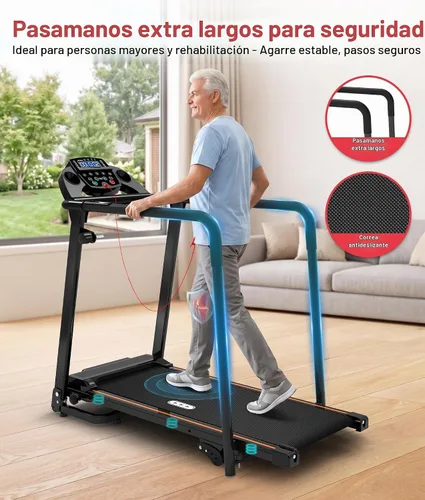 Vista 2 de Redliro Cinta de correr para personas mayores con pasamanos largos black