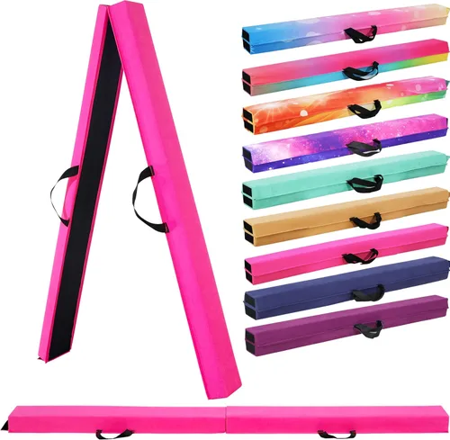 Vista 8 de Viga de equilibrio plegable de 6 pies/9 pies para niños de 3 a 15 años - Viga de suelo de gimnasia plegable, antideslizante, bolsa de transporte