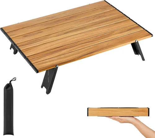 Vista 11 de ATEPA Mesa de camping pequeña, mesa de playa portátil ultraligera, mesas de campamento compactas plegables con patas de aluminio, bolsa