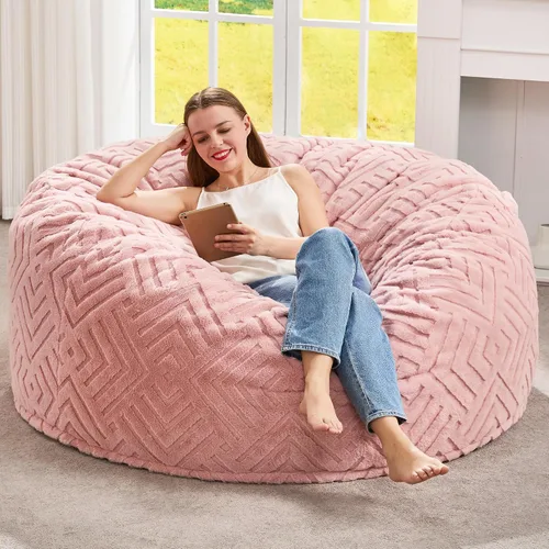 Vista 39 de Hobestluk Sillas Puf para Adultos, Silla Puf con Relleno, Sillas Puf Grandes con Funda Esponjosa en Relieve, Sillas Puf Gigantes para Adultos