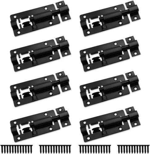 Vista 7 de SANATO Pestillo de perno de barril deslizante de 3 pulgadas, cerradura deslizante de acero inoxidable para seguridad de puerta, negro (4 piezas)