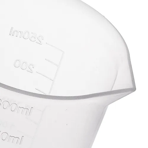 Vista 4 de uxcell Taza de medición 10.1 fl oz PP plástico graduado vaso de precipitados transparente con mango para líquidos de cocina de laboratorio 3 unids