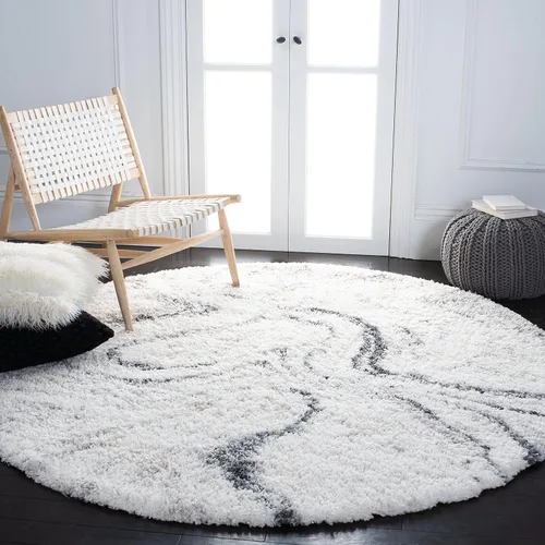 Vista 14 de SAFAVIEH Fontana Shag Collection - Alfombra decorativa, 2 pies 3 pulgadas x 4 pies, marfil y gris, no desprende pelusa y de fácil cuidado, 2