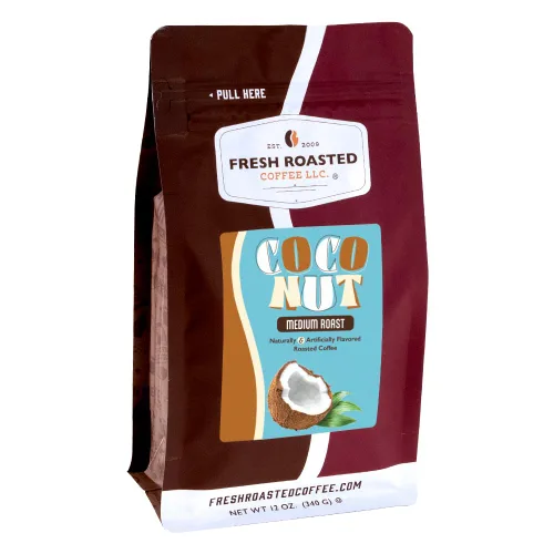 Vista 17 de Fresh Roasted Coffee, Amaretto - Café saborizado, 12 onzas, tostado medio, Kosher, grano entero