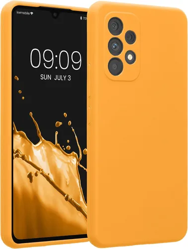Vista 97 de kwmobile Funda compatible con Samsung Galaxy A13 4G - Funda delgada de silicona TPU - Acabado suave al tacto - Amarillo radiante