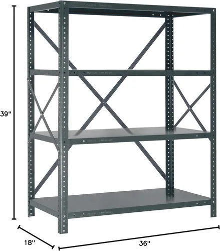 Vista 462 de Quantum QSBU-245BK Heavy Duty Shelving Unit with (7) Shelves and (24) QUS245 Black Bins for Garage Warehouse Storage Distribution 400 lb Load