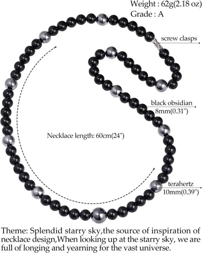 Vista 2 de Jewever Collares de cristal de cielo estrellado Energy Reiki Healing Gemstone Collar de cuentas de piedra natural para mujeres y hombres